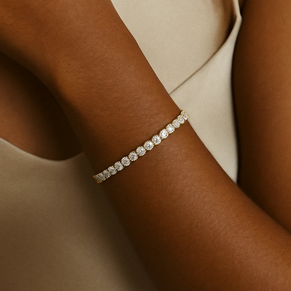 Bracelet en plaqué or avec moissanite - Style tennis