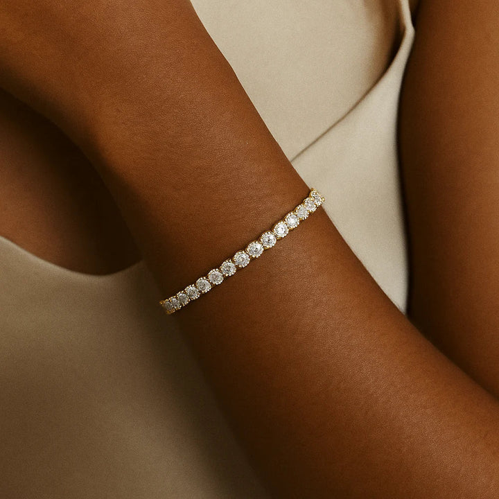Bracelet en plaqué or avec moissanite - Style tennis
