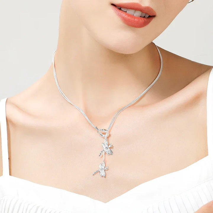 Collier en Argent Sterling avec Pendentif en Forme de Libellule