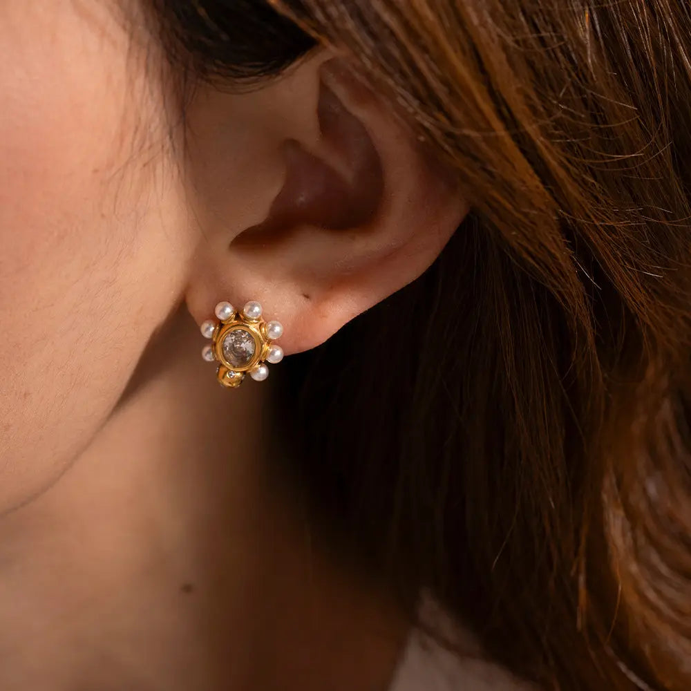 Élégantes Boucles d'Oreilles en Or avec Perles