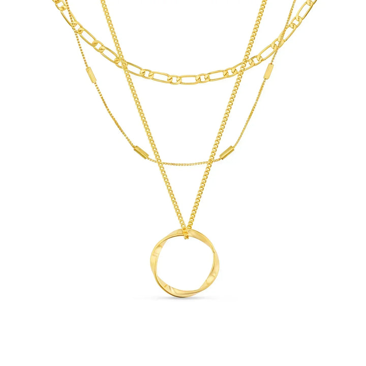 Collier en Or à Cerceau Ouvert avec Trois Rangées
