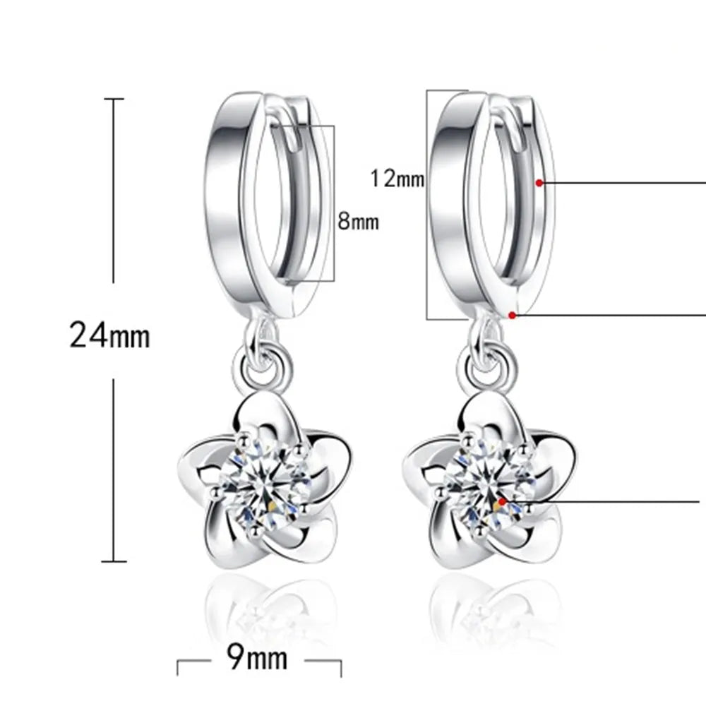 Boucles d'oreilles en argent sterling ornées de zirconium violet et blanc