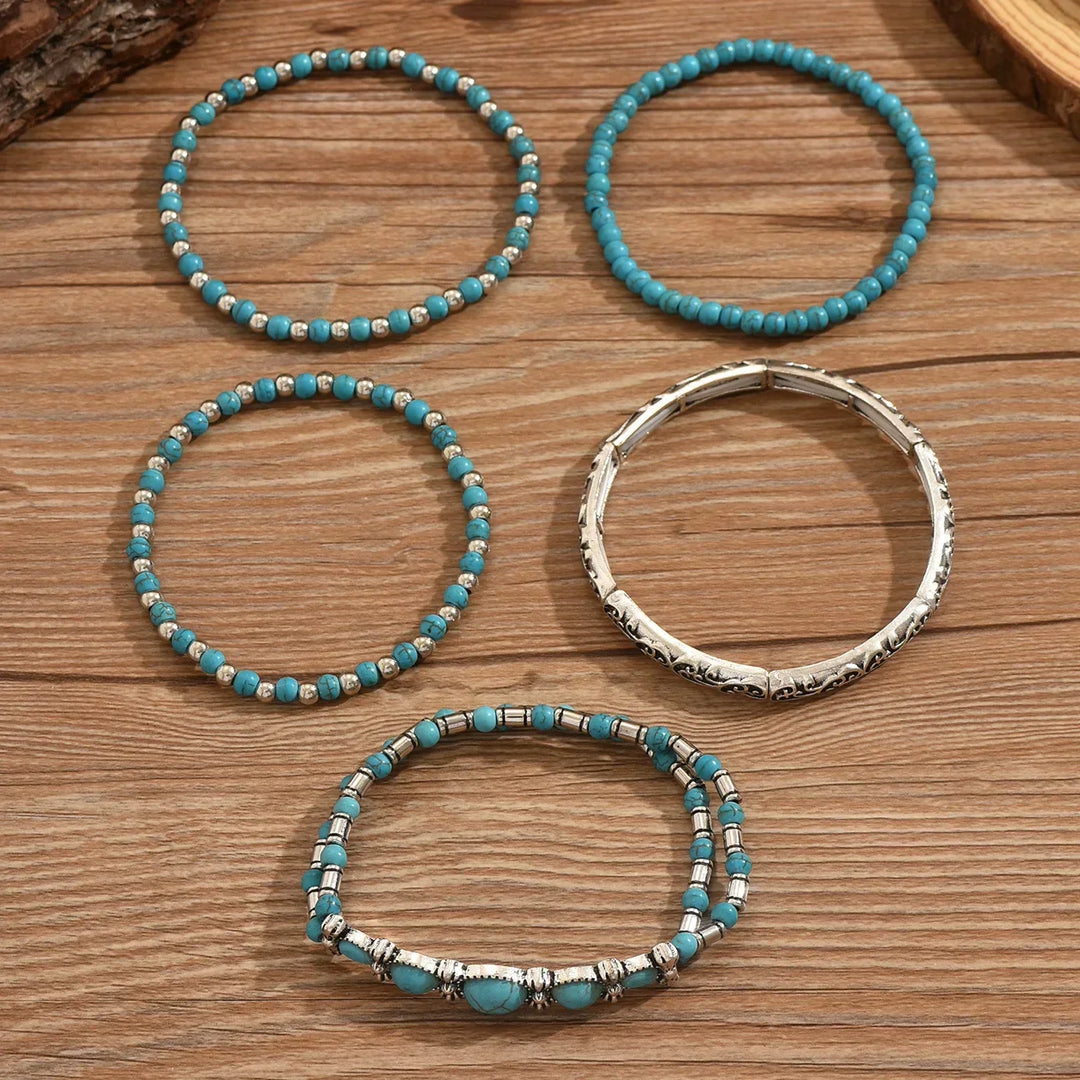 Ensemble de bracelets bohèmes avec perles turquoise