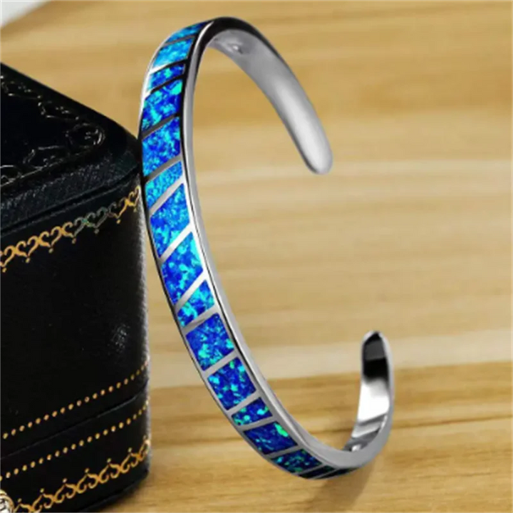 Bracelet Ajustable en Argent avec Opale Bleu Fire
