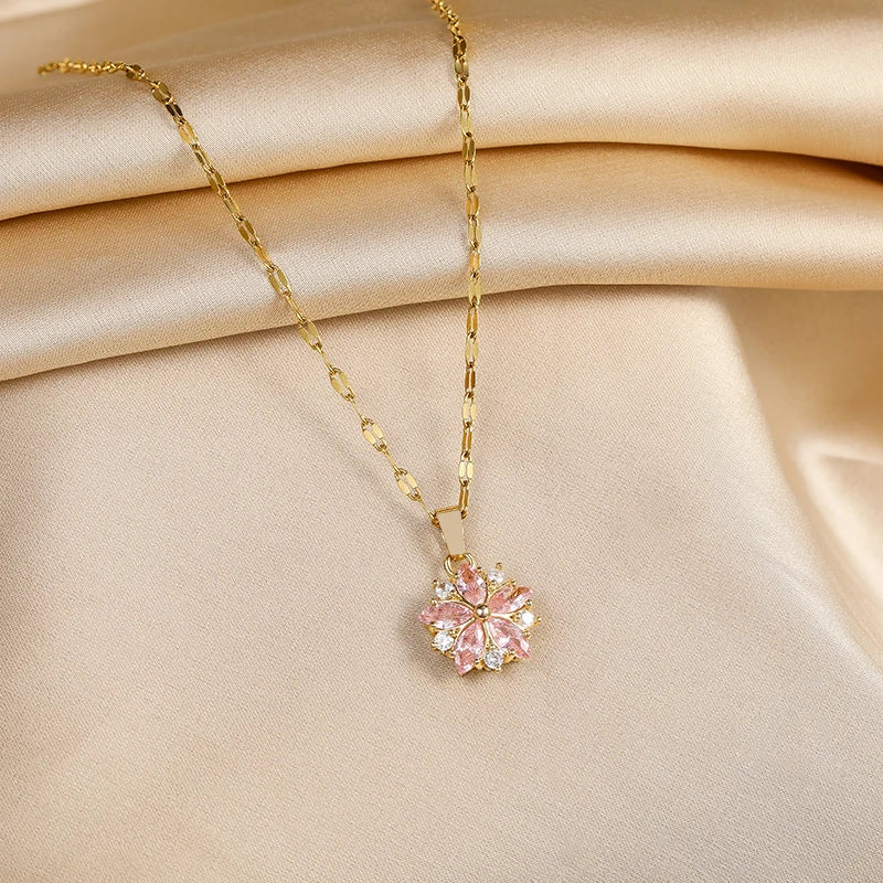 Collier Romantique Sakura en Acier Inoxydable