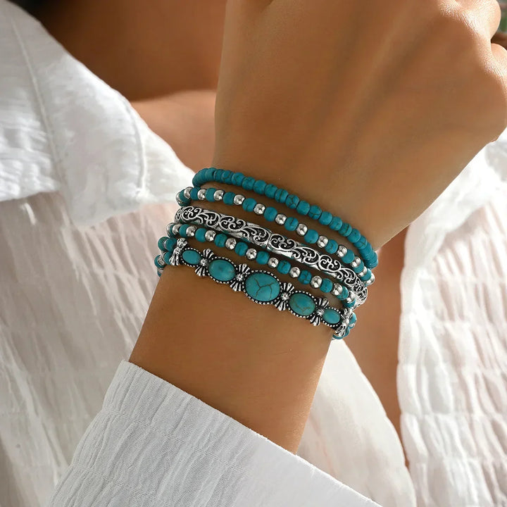 Ensemble de bracelets bohèmes avec perles turquoise