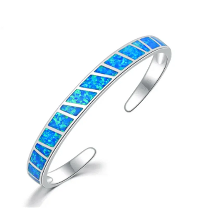 Bracelet Ajustable en Argent avec Opale Bleu Fire