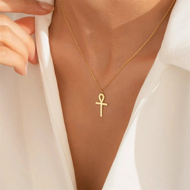 Collier Doré avec Pendentif Ankh