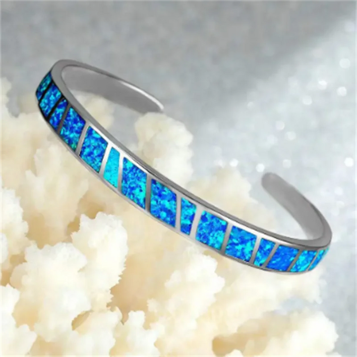 Bracelet Ajustable en Argent avec Opale Bleu Fire