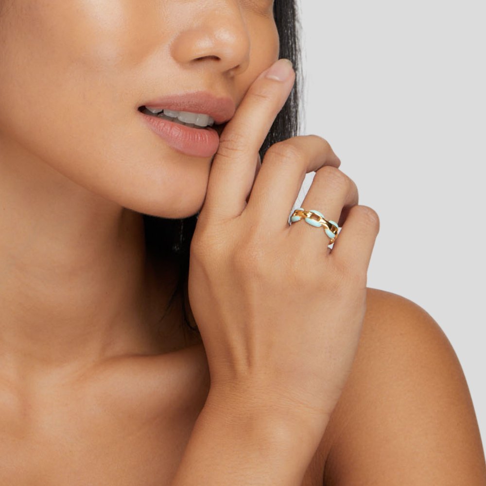 Reya Bague Chaîne Bleue
