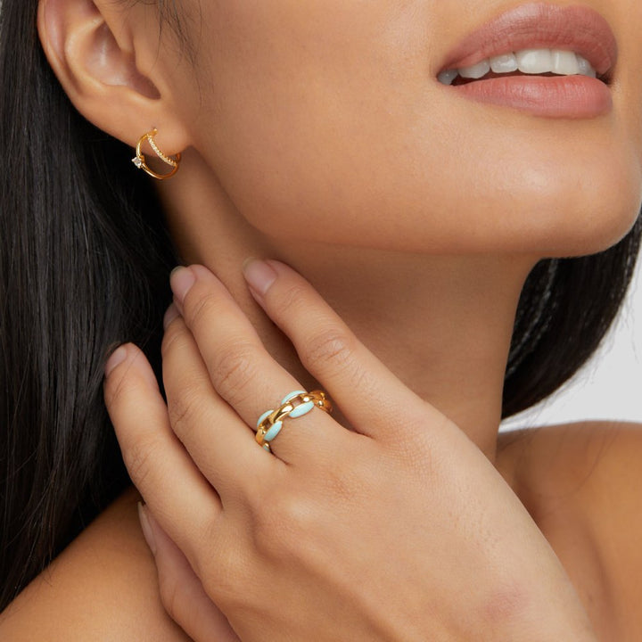 Reya Bague Chaîne Bleue