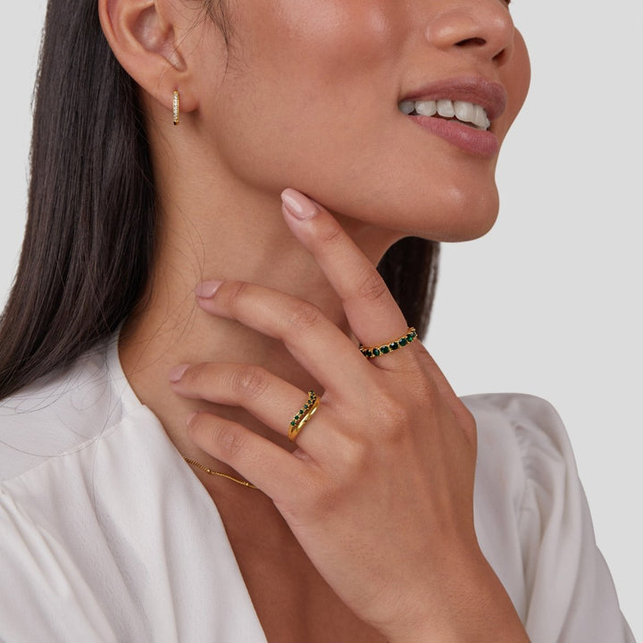 Mary - Bague superposée en émeraude