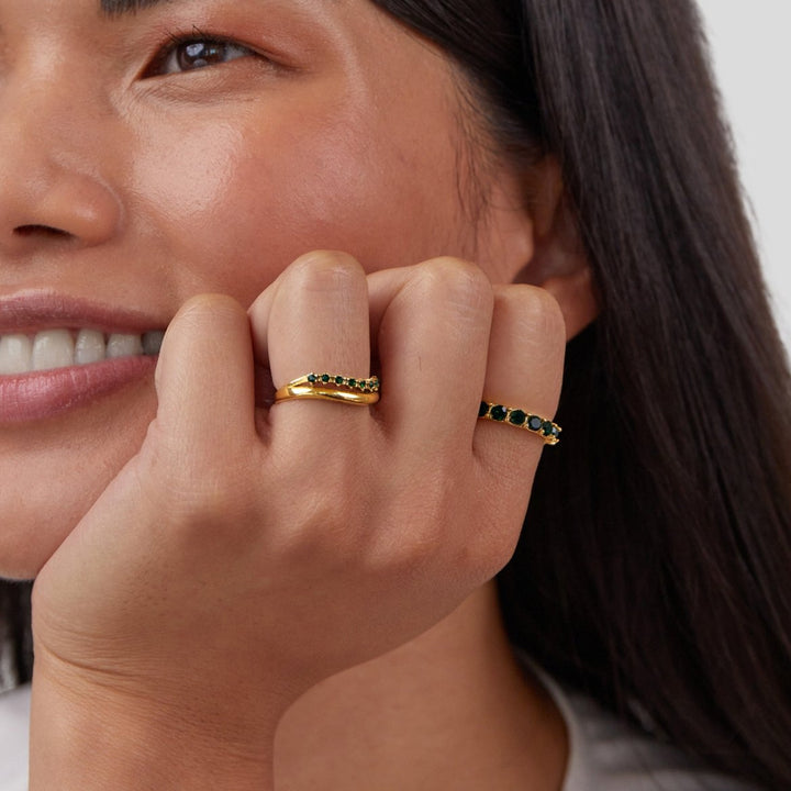 Mary - Bague superposée en émeraude