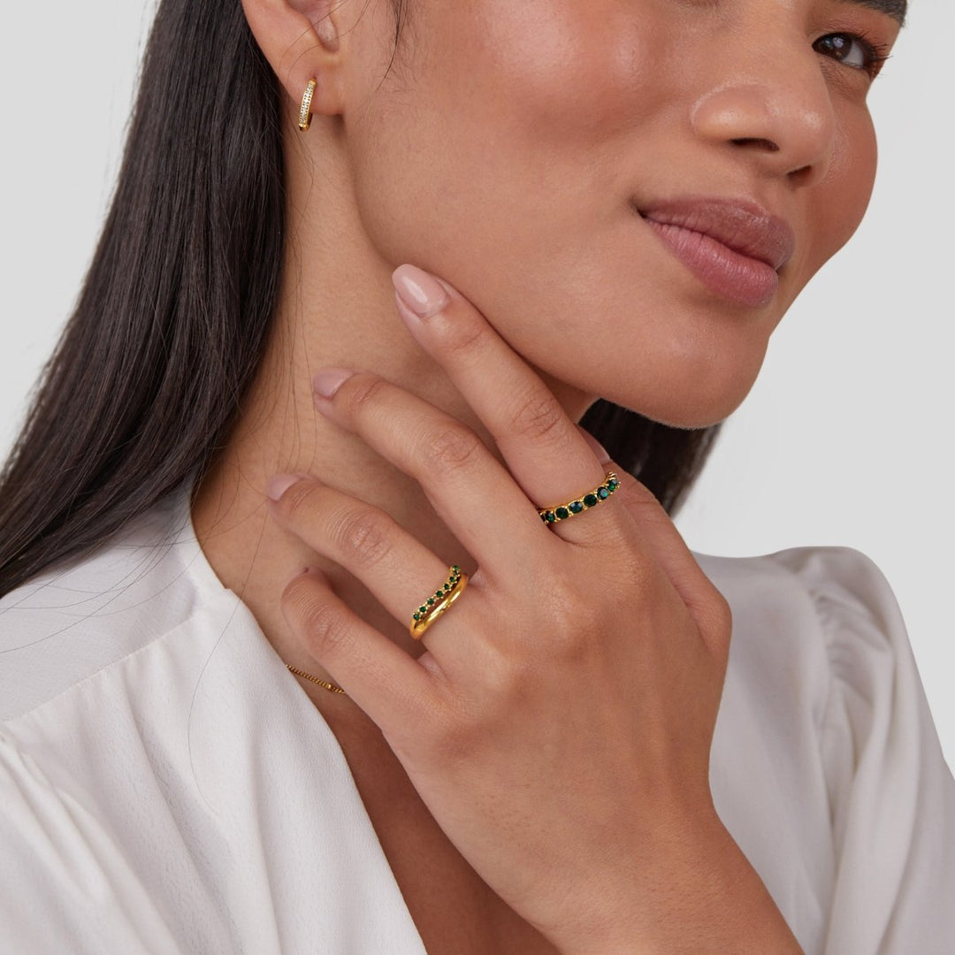 Mary - Bague superposée en émeraude