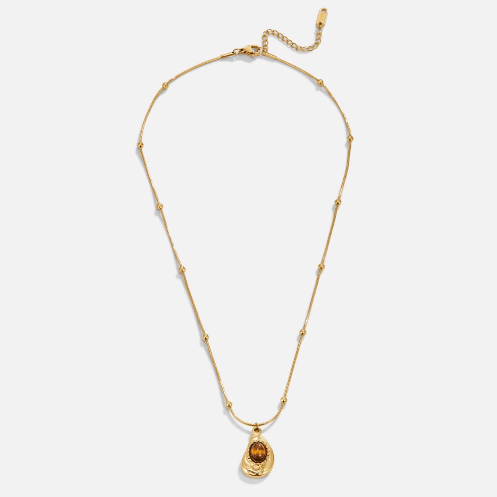 Collier Raffiné en Or avec Pierre Oeil de Tigre