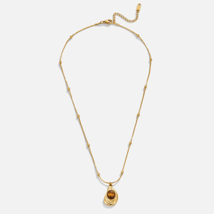 Collier Raffiné en Or avec Pierre Oeil de Tigre