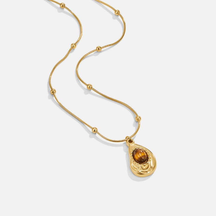 Collier Raffiné en Or avec Pierre Oeil de Tigre